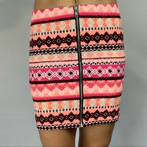 H&M neon zip up mini skirt